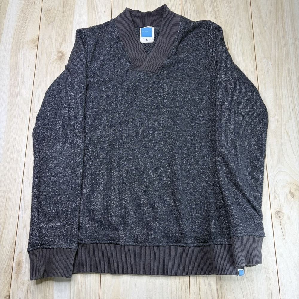 Jason Scott Knit Sweater V-Neck Mens Medium Gray Made In USA